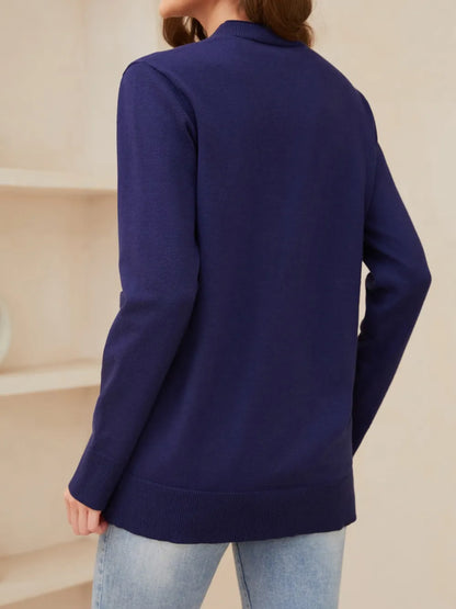 Pocketed Button Up Long Sleeve Cardigan - Fashorio