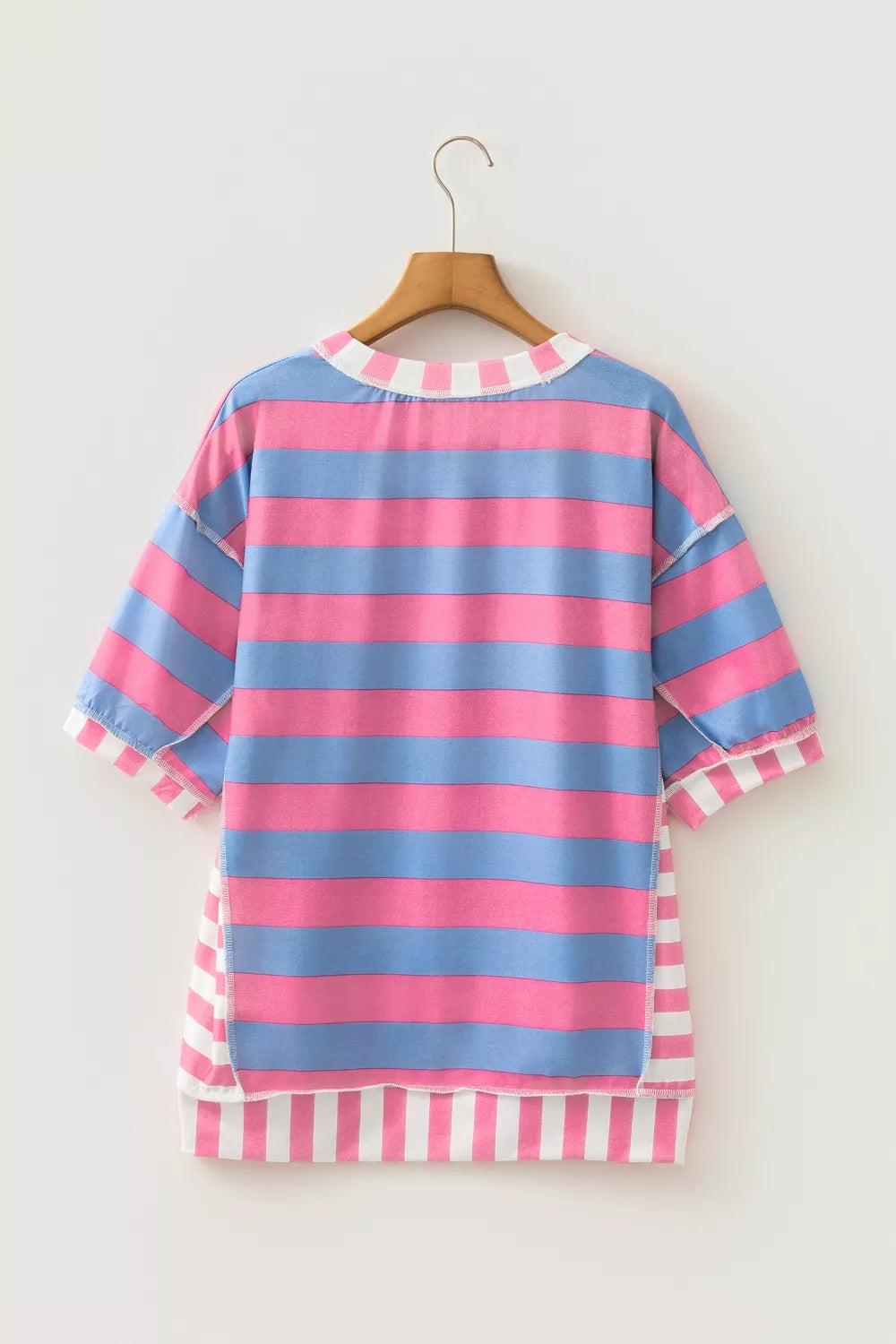 Close up of exposed seam detail on the patchwork top