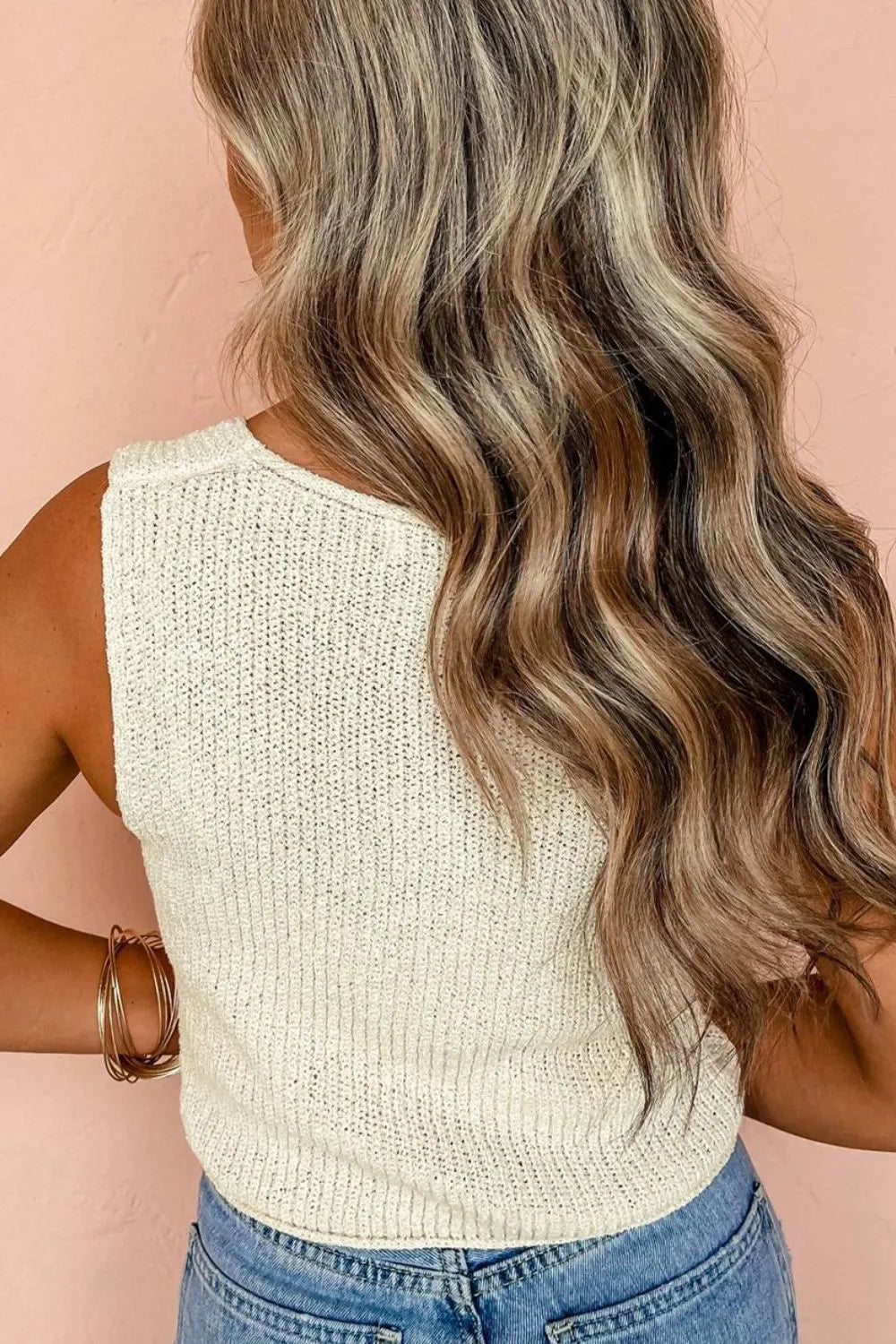 Double Tie V Neck Sweater Vest - Fashorio