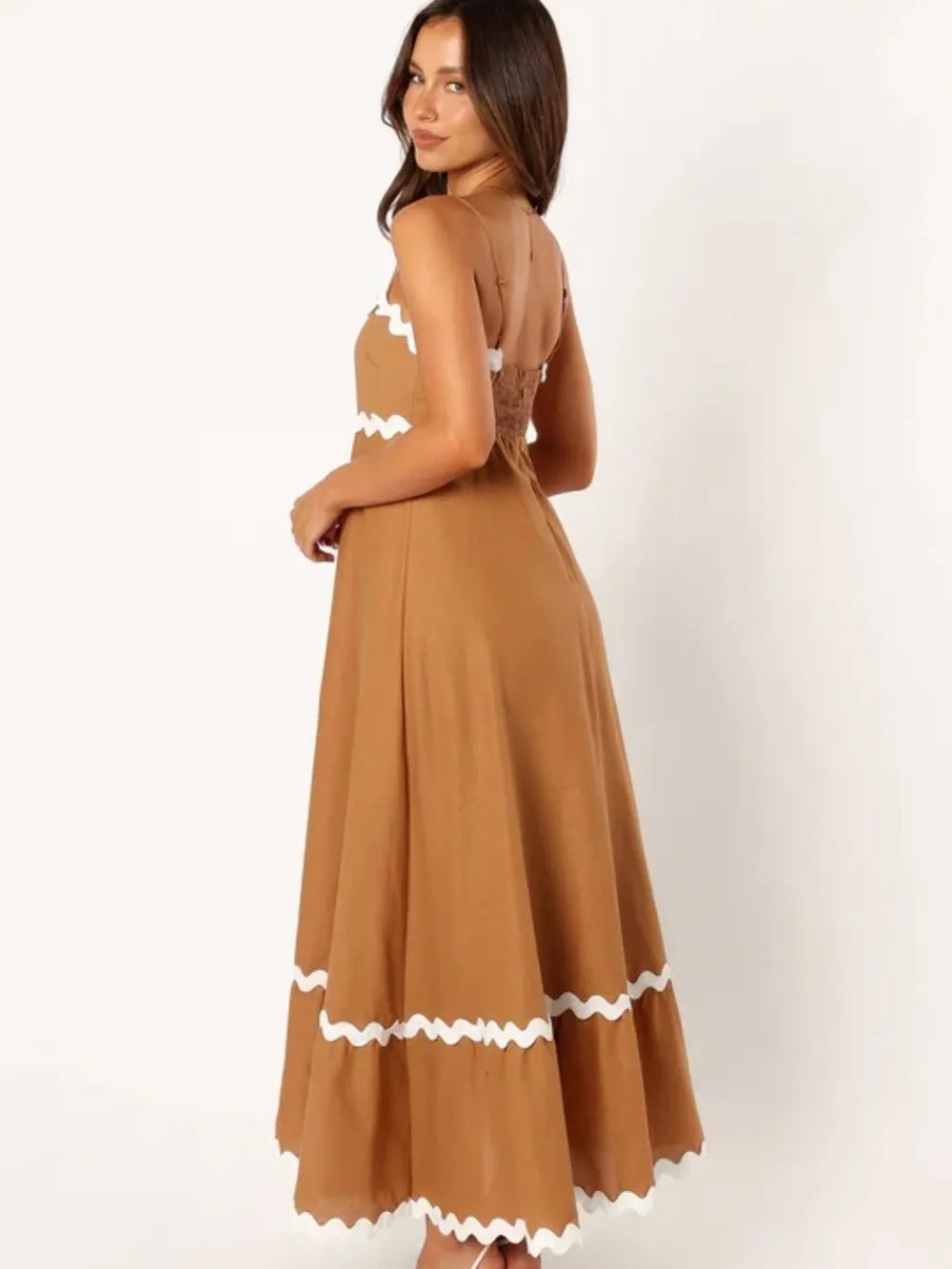 simple spaghetti strap maxi dress full length view