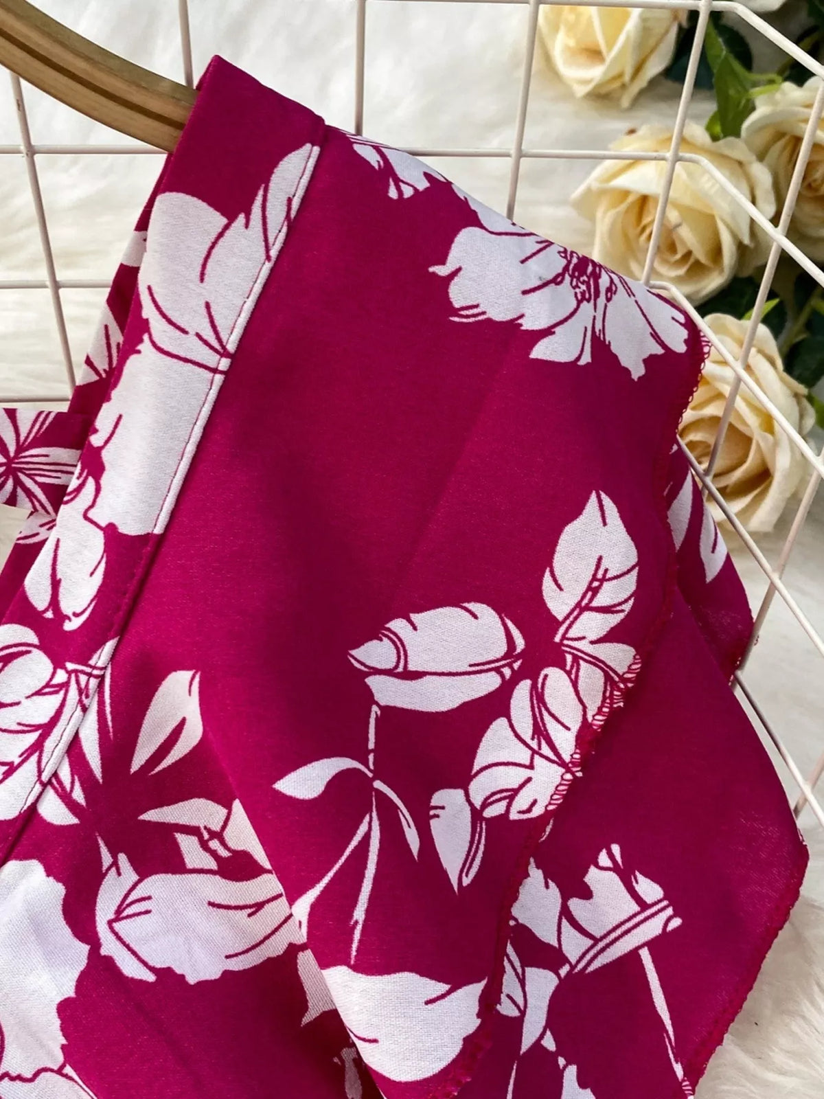 Floral print wide leg pleated jumpsuit styled view