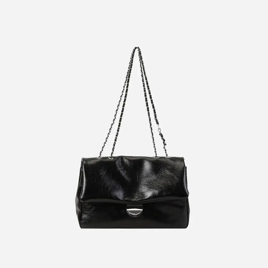 Textured PU Leather Shoulder Bag Black One Size - Fashorio