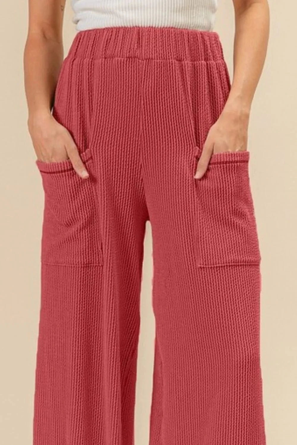 BiBi BiBi 2tone Cord Rib Waist Band Side Pocket Pants
