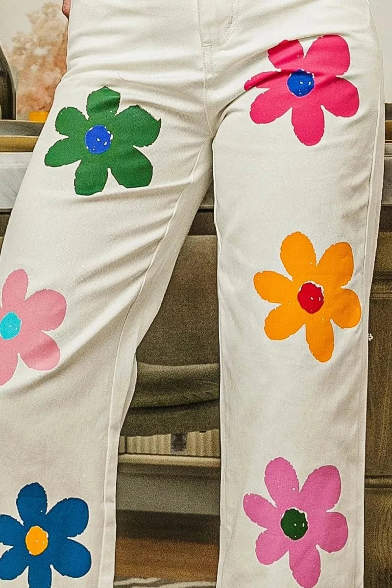 BiBi BiBi Flower Print Straight Legs Pants