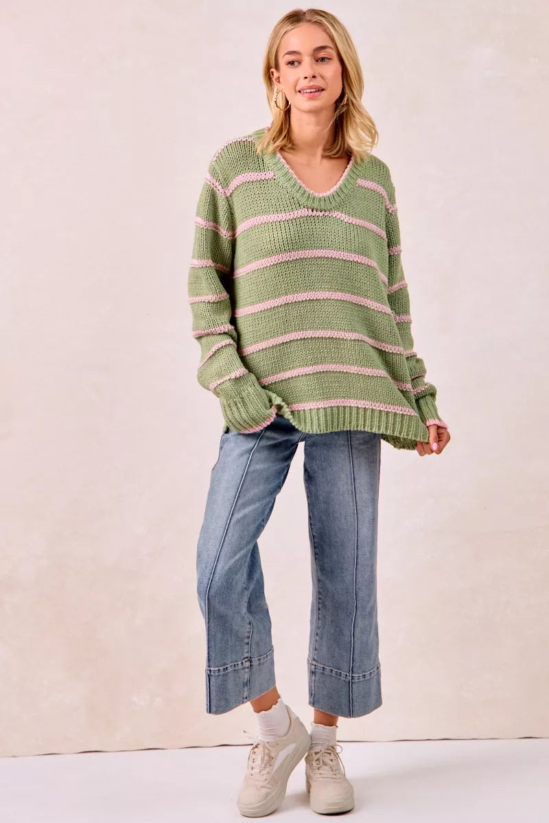 BiBi BiBi Striped Long Sleeve Sweater