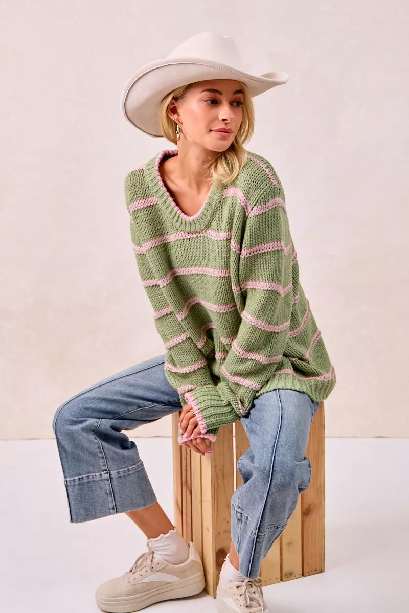 BiBi BiBi Striped Long Sleeve Sweater