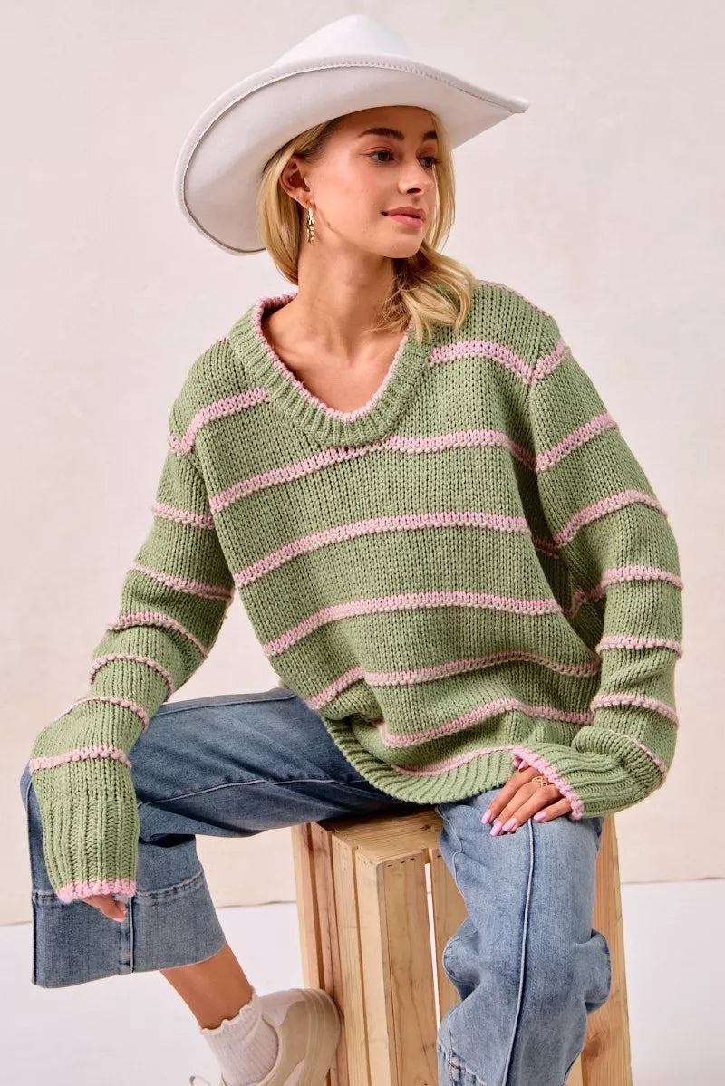 BiBi BiBi Striped Long Sleeve Sweater