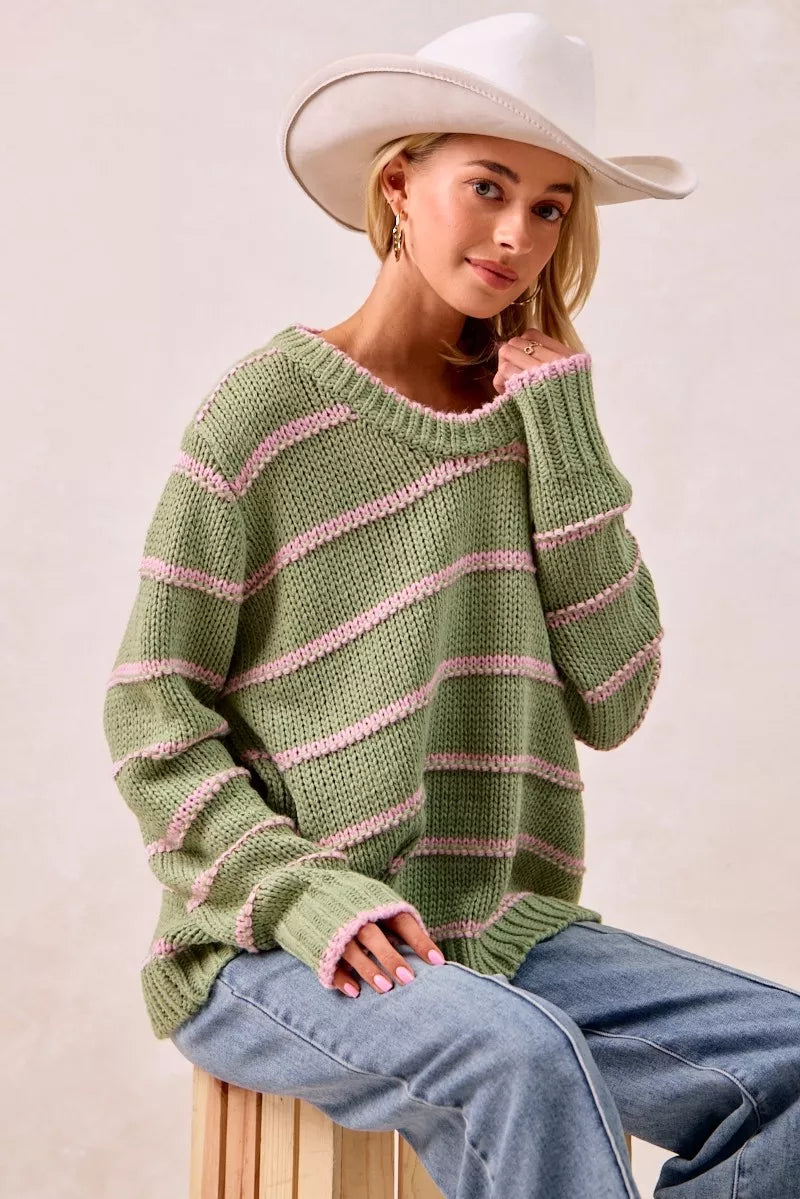 BiBi BiBi Striped Long Sleeve Sweater