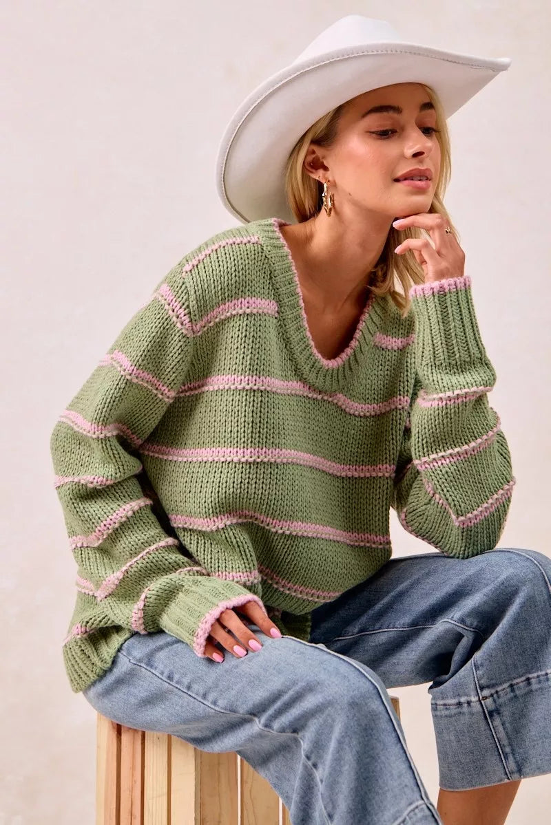 BiBi BiBi Striped Long Sleeve Sweater