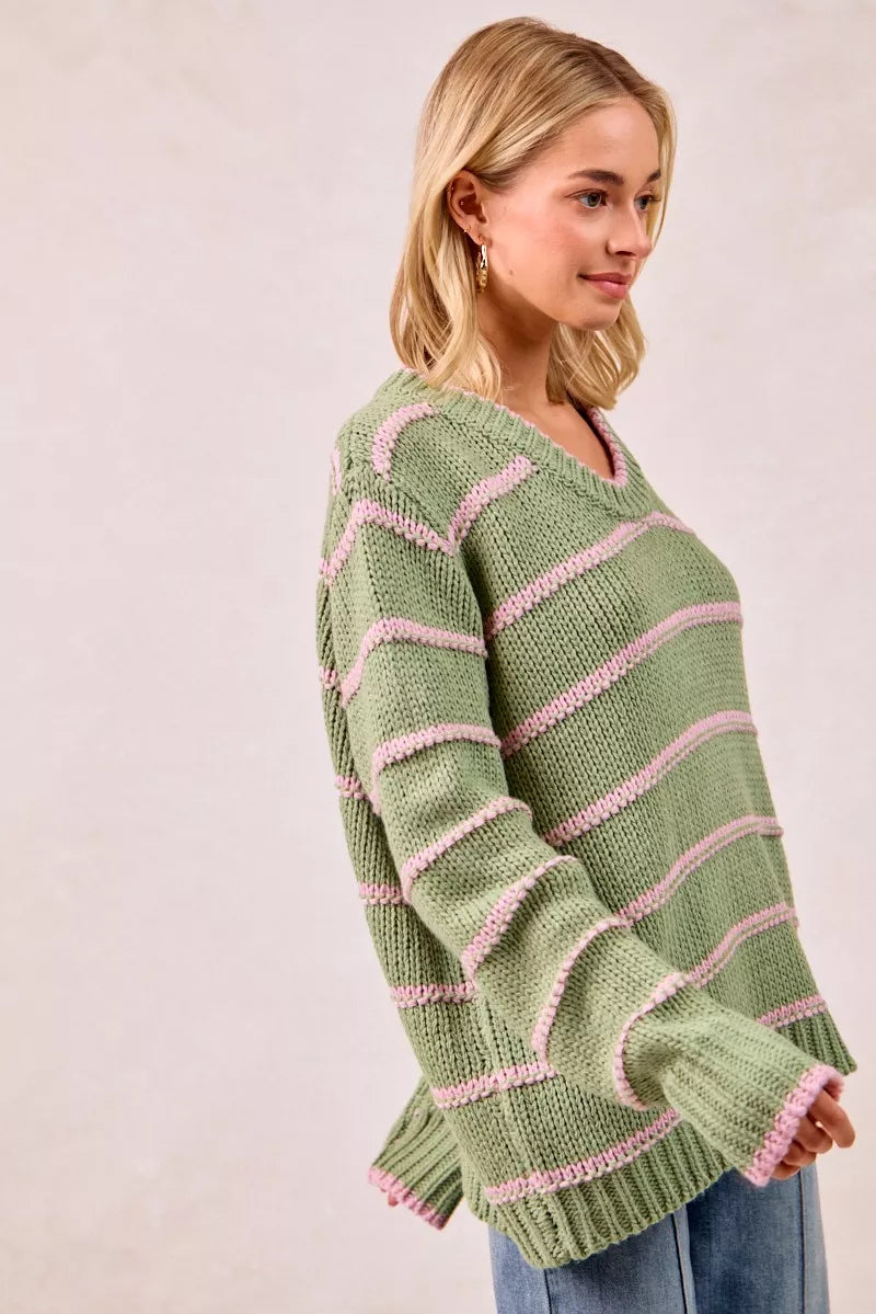 BiBi BiBi Striped Long Sleeve Sweater