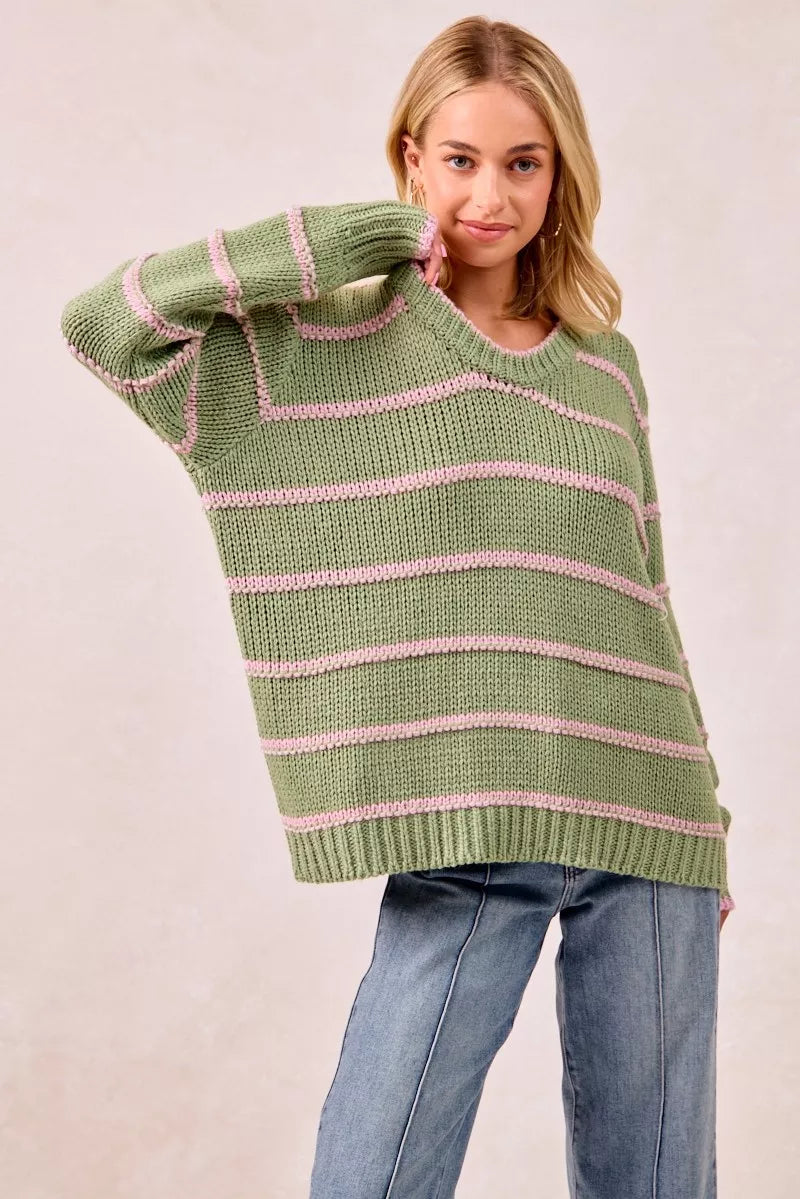 BiBi BiBi Striped Long Sleeve Sweater
