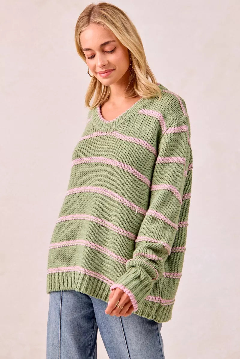 BiBi BiBi Striped Long Sleeve Sweater