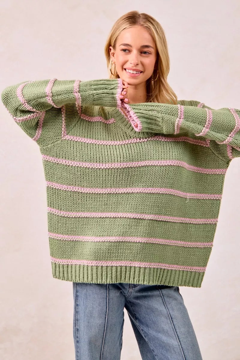 BiBi BiBi Striped Long Sleeve Sweater
