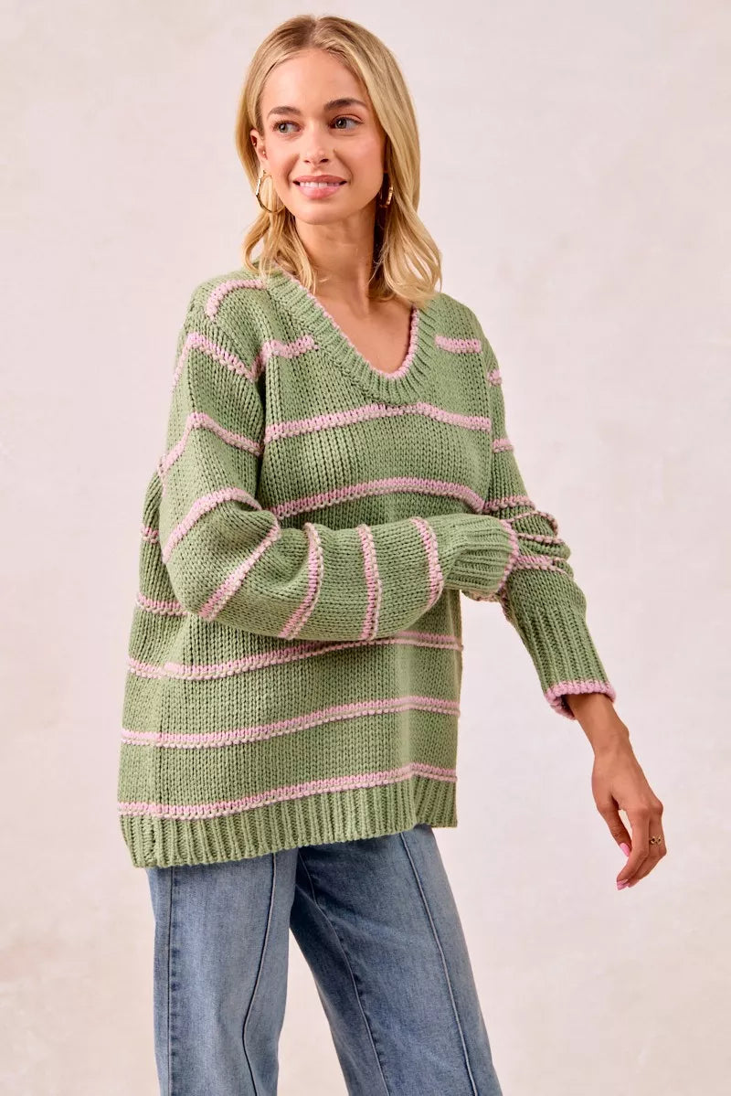 BiBi BiBi Striped Long Sleeve Sweater