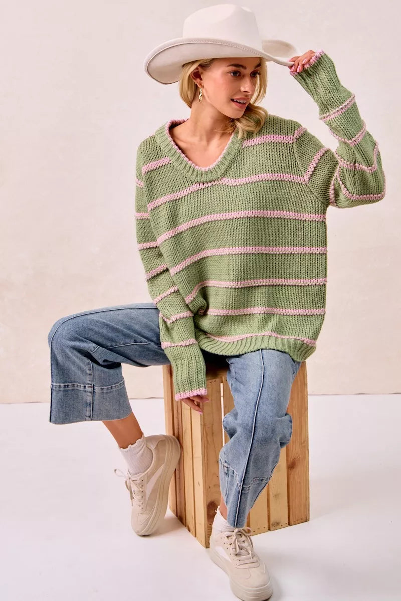 BiBi BiBi Striped Long Sleeve Sweater