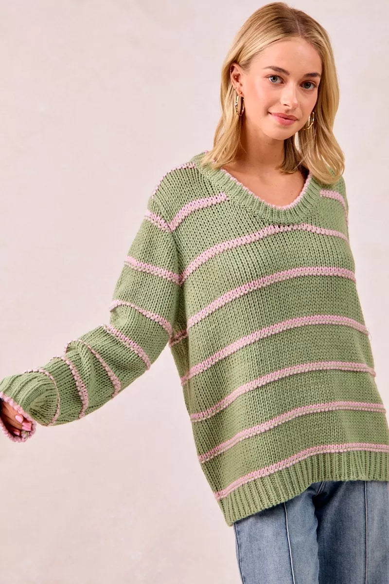 BiBi BiBi Striped Long Sleeve Sweater