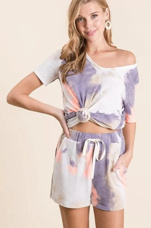 BiBi BiBi Tie Dye Terry Shorts with Drawstring