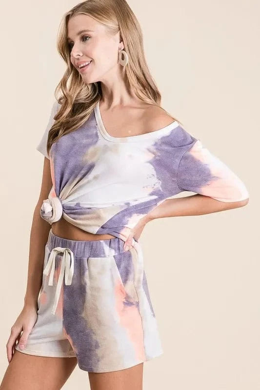 BiBi BiBi Tie Dye Terry Shorts with Drawstring