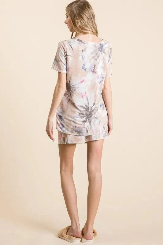 BiBi BiBi Tie Dye Terry Shorts with Drawstring