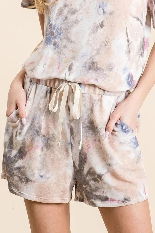 BiBi BiBi Tie Dye Terry Shorts with Drawstring