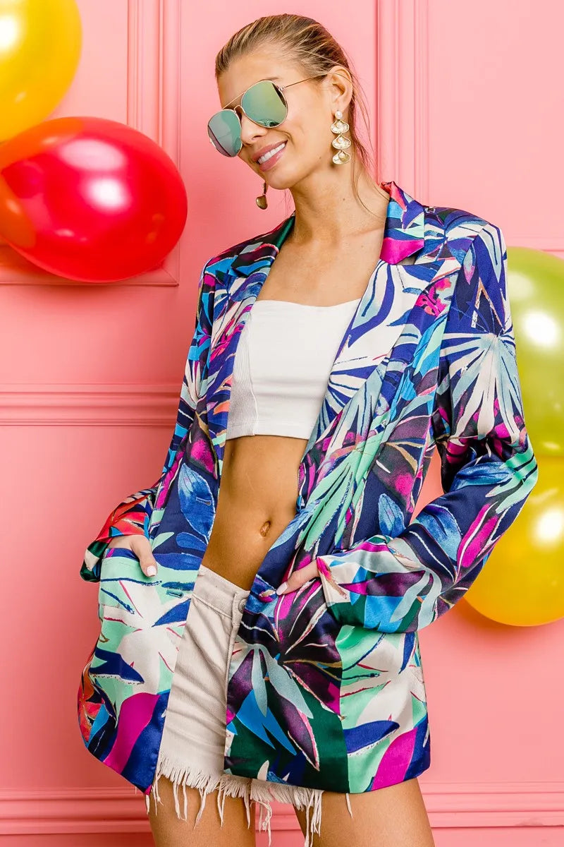 BiBi Blazers BiBi Thin Satin Tropical Single Blazer