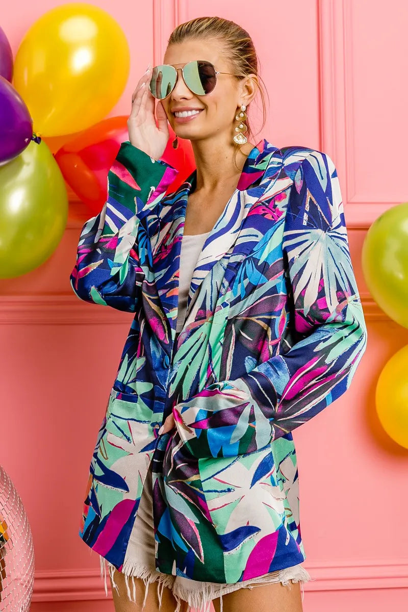 BiBi Blazers BiBi Thin Satin Tropical Single Blazer