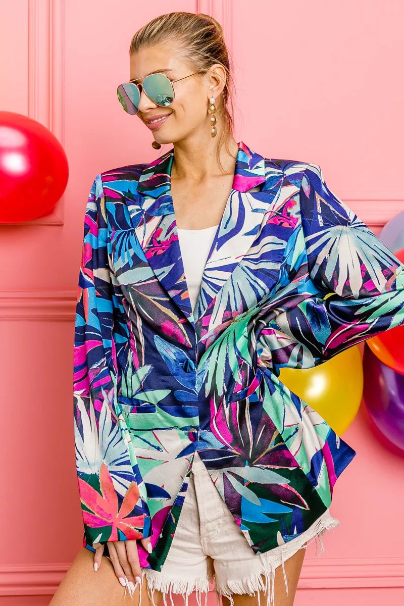 BiBi Blazers BiBi Thin Satin Tropical Single Blazer