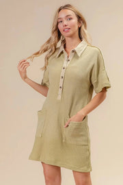 BiBi dresses SAGE / S BiBi Dip Dye Mineral Washed Knit Dress