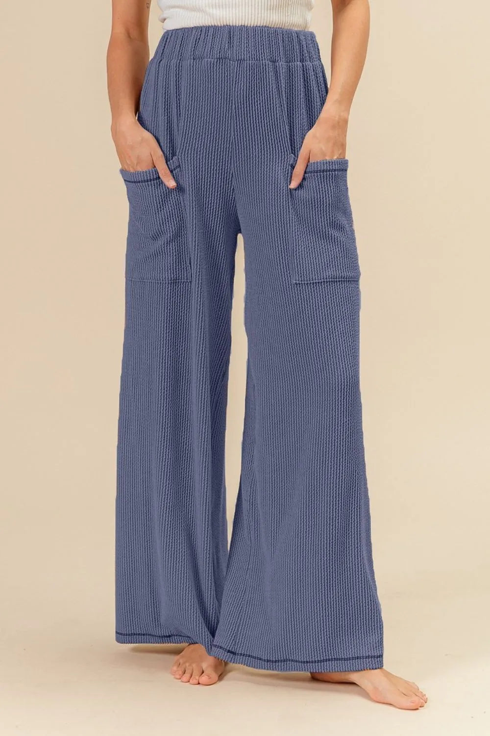 BiBi INDIGO BLUE / S BiBi 2tone Cord Rib Waist Band Side Pocket Pants