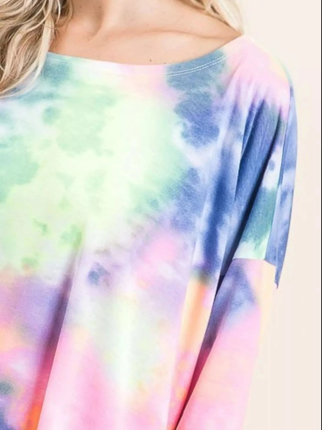 BiBi Knit Tops BiBi Tie Dye Print Low Gauge Knit Top