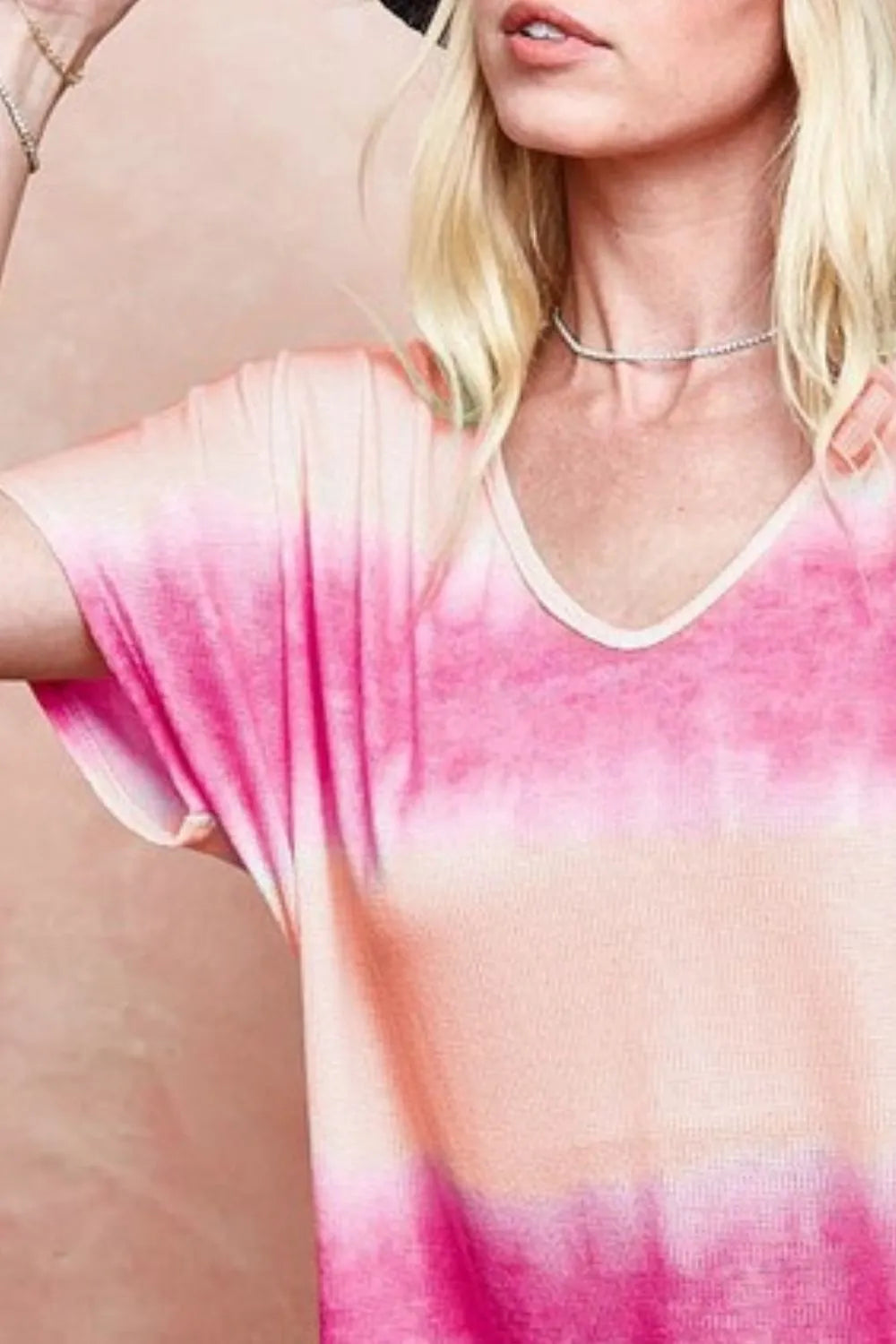 BiBi Knit Tops BiBi Tiedye Printed Hacci Knit Top