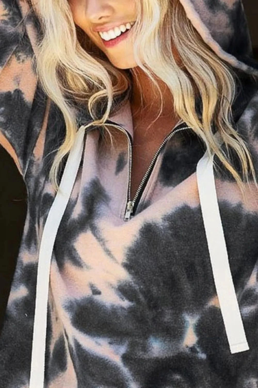 BiBi Sweatshirts & Hoodies BiBi Tie Dye Brushed Terry Hoodie with Zip Up Closure