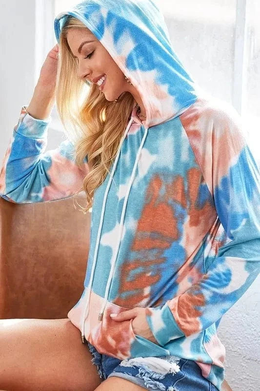 BiBi Sweatshirts & Hoodies BiBi Tie Dye Jersey Knit Hoodie With Kangaroo Pocket