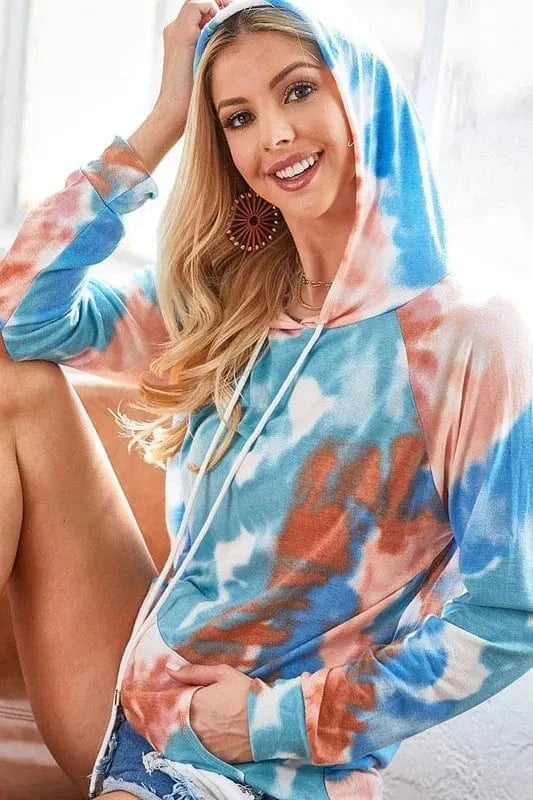 BiBi Sweatshirts & Hoodies BiBi Tie Dye Jersey Knit Hoodie With Kangaroo Pocket