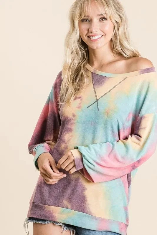 BiBi Sweatshirts & Hoodies BiBi Tie Dye Print French Terry Sweatshirt
