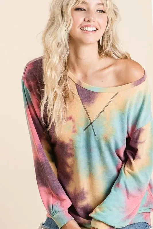 BiBi Sweatshirts & Hoodies BiBi Tie Dye Print French Terry Sweatshirt