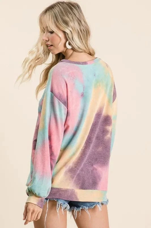 BiBi Sweatshirts & Hoodies BiBi Tie Dye Print French Terry Sweatshirt