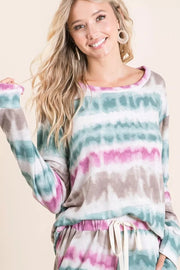 BiBi Sweatshirts & Hoodies BiBi Tie Dye Print Terry Sweatshirt