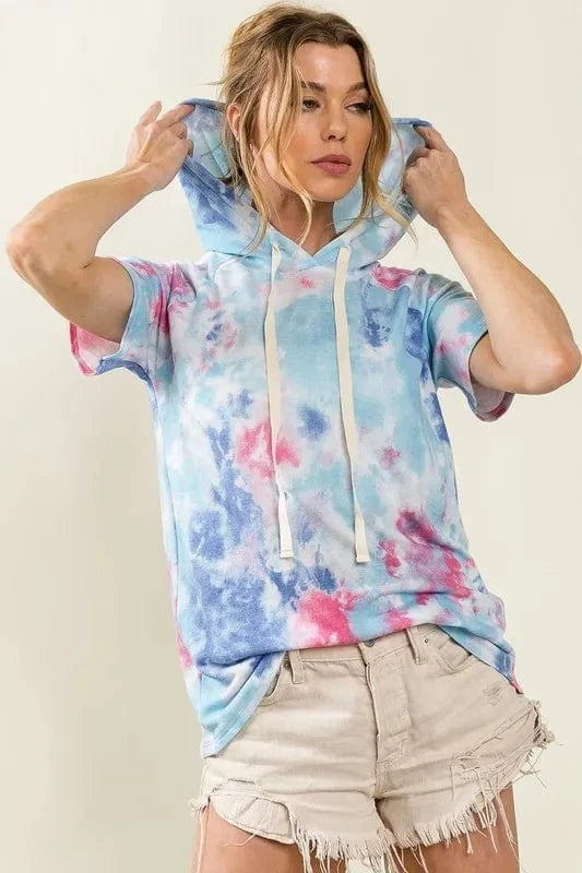 BiBi Sweatshirts & Hoodies BiBi Tie Dye Terry Hoodie with Drawstring