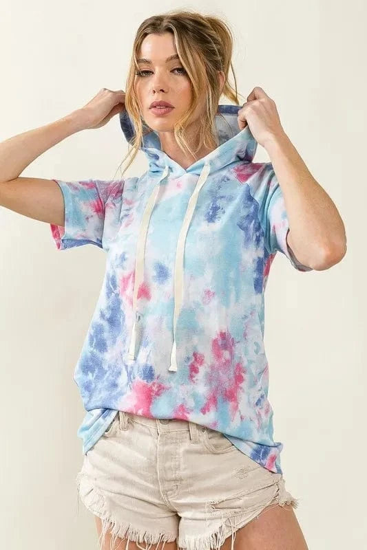 BiBi Sweatshirts & Hoodies BiBi Tie Dye Terry Hoodie with Drawstring