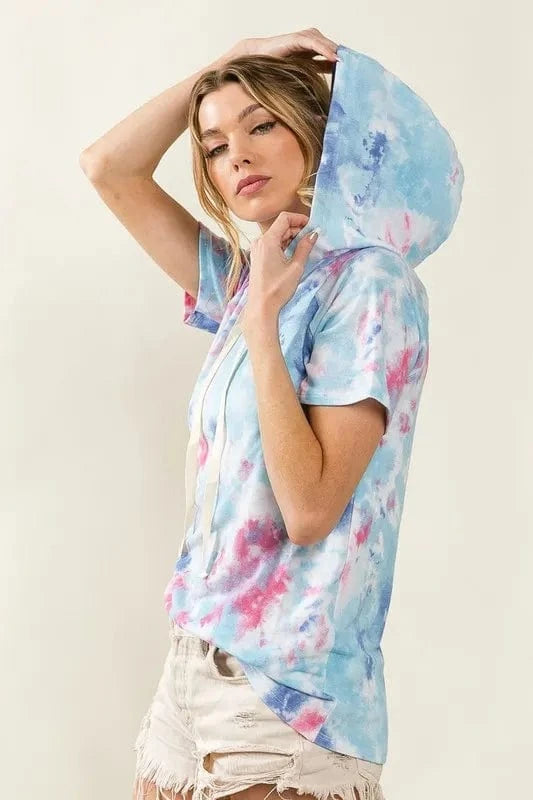 BiBi Sweatshirts & Hoodies BiBi Tie Dye Terry Hoodie with Drawstring