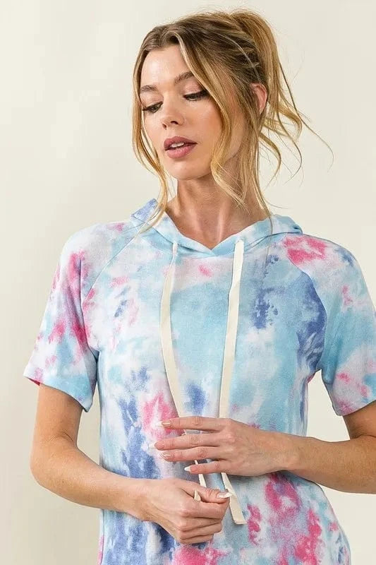 BiBi Sweatshirts & Hoodies BiBi Tie Dye Terry Hoodie with Drawstring