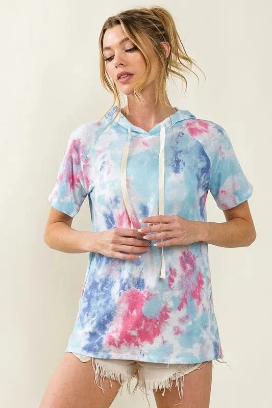 BiBi Sweatshirts & Hoodies BiBi Tie Dye Terry Hoodie with Drawstring