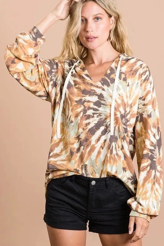 BiBi Sweatshirts & Hoodies BiBi Tie Dye Terry Hoodie With Twill Tape Drawstring