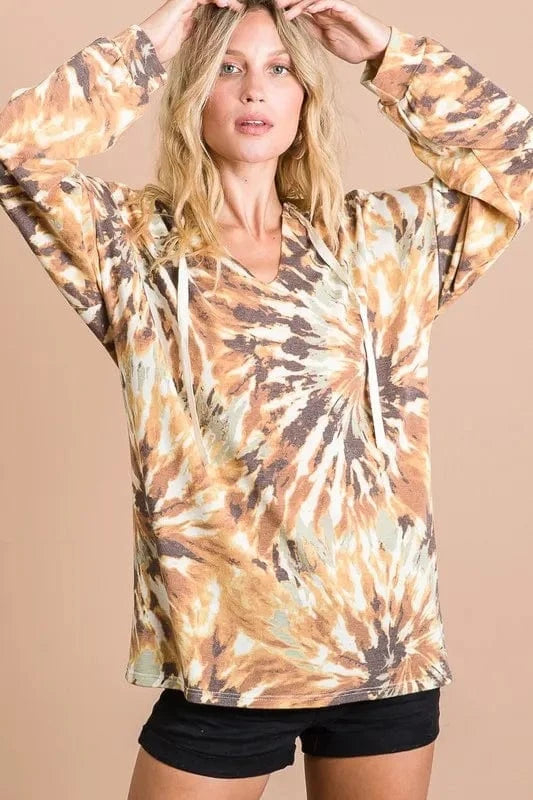 BiBi Sweatshirts & Hoodies BiBi Tie Dye Terry Hoodie With Twill Tape Drawstring