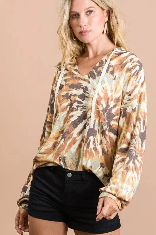 BiBi Sweatshirts & Hoodies BiBi Tie Dye Terry Hoodie With Twill Tape Drawstring