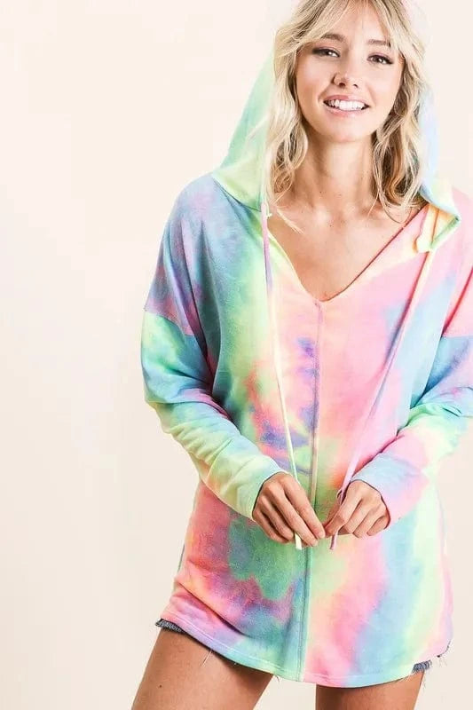 BiBi Sweatshirts & Hoodies BiBi Tie Dye Terry Long Sleeve Hoodie