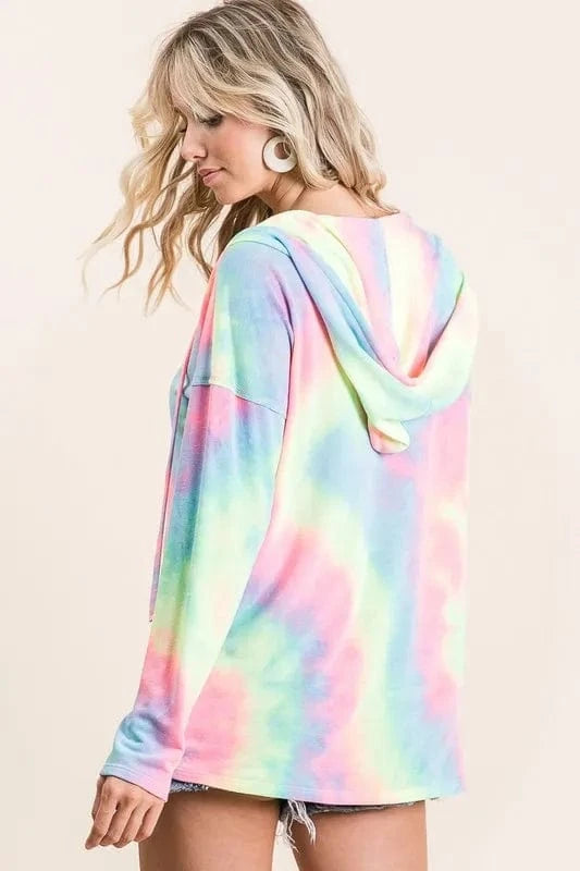 BiBi Sweatshirts & Hoodies BiBi Tie Dye Terry Long Sleeve Hoodie