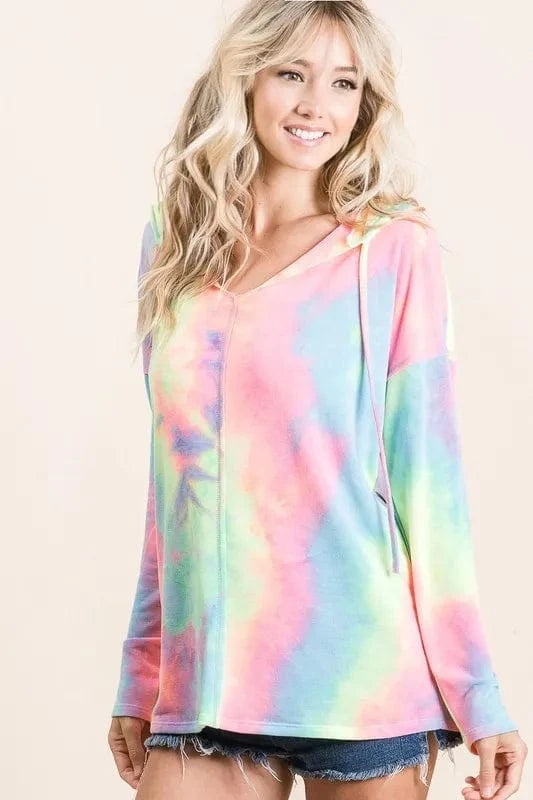 BiBi Sweatshirts & Hoodies BiBi Tie Dye Terry Long Sleeve Hoodie