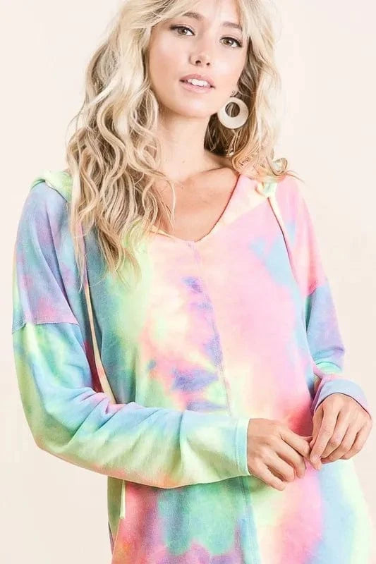 BiBi Sweatshirts & Hoodies BiBi Tie Dye Terry Long Sleeve Hoodie